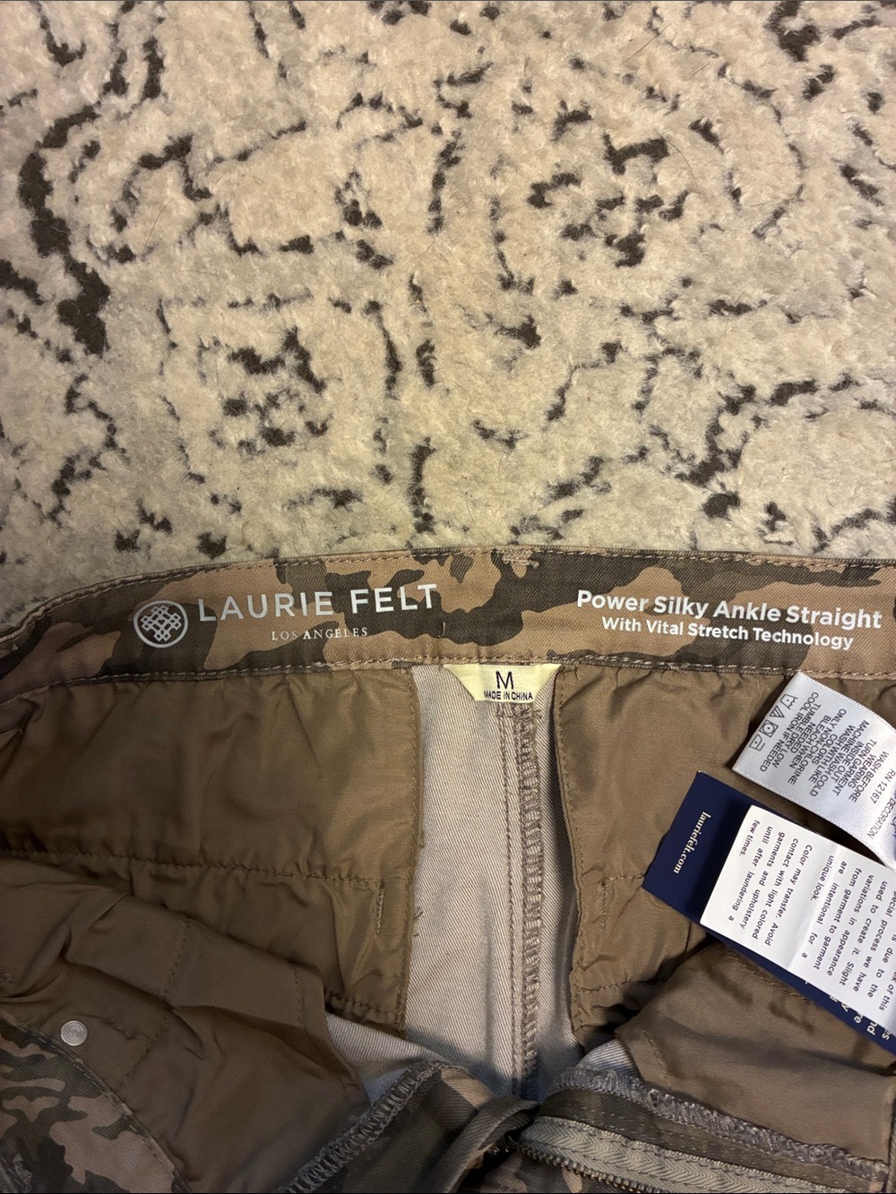 Laurie Felt Green Brown Camo Crop Pants with Floral Embroidery - Picture 3 of 9